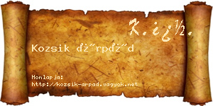 Kozsik Árpád névjegykártya