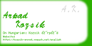 arpad kozsik business card